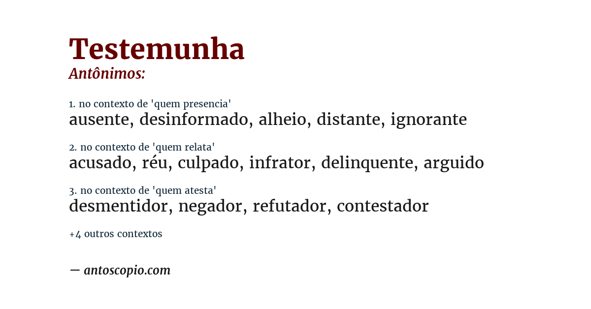 Antônimo de testemunha