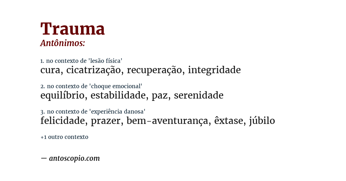 Antônimo de trauma
