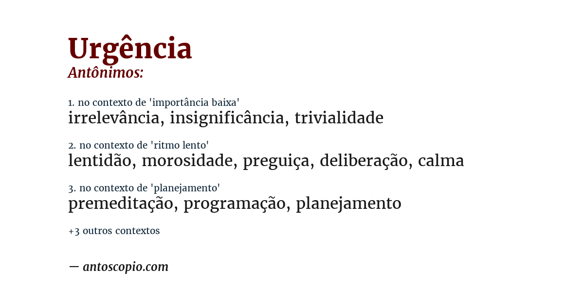 Antônimo de urgência