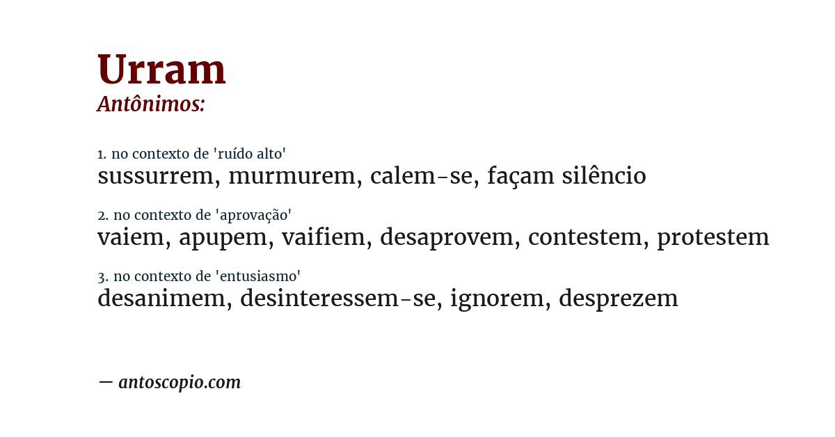 Antônimo de urram