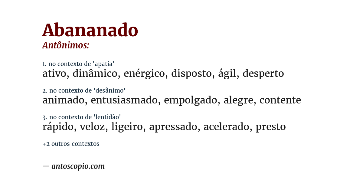 Antônimo de abananado