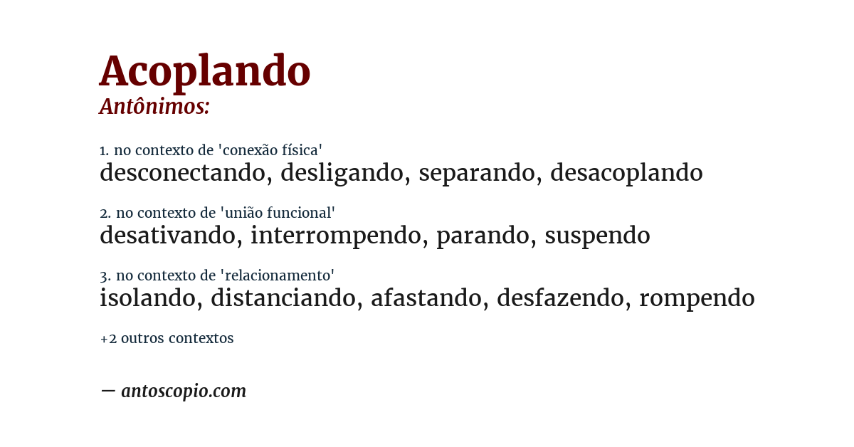 Antônimo de acoplando