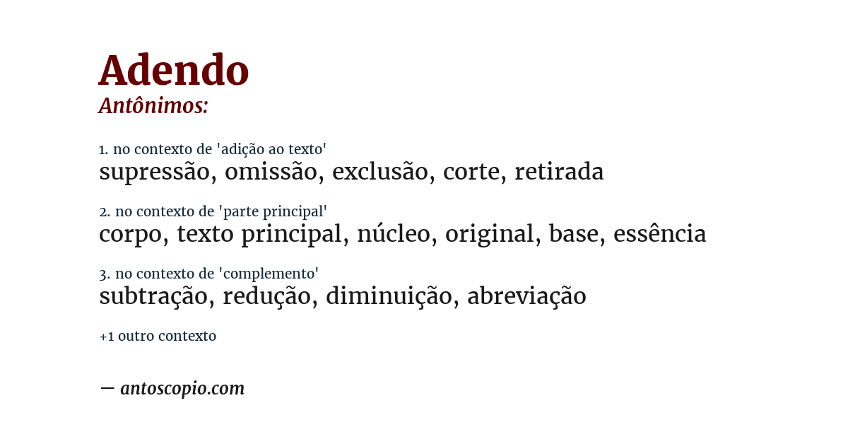 Antônimo de adendo