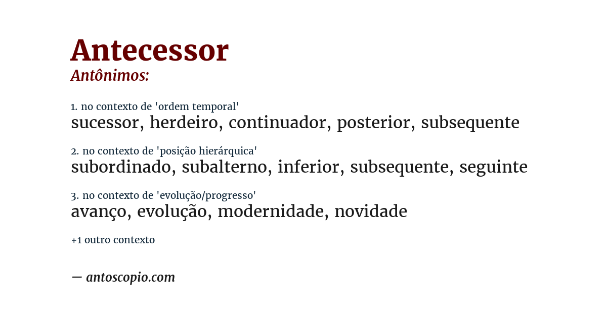 Antônimo de antecessor