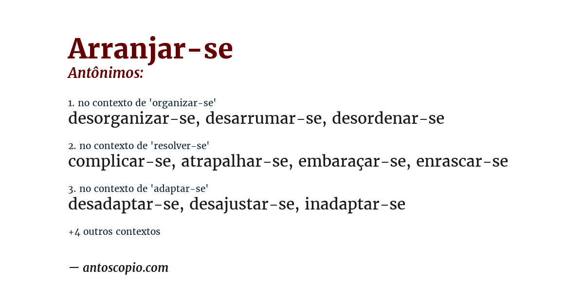 Antônimo de arranjar-se
