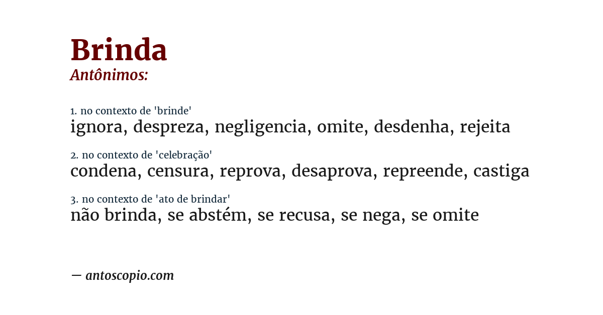 Antônimo de brinda