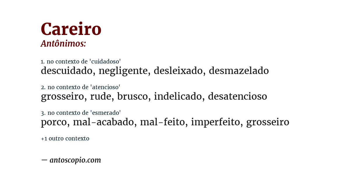 Antônimo de careiro