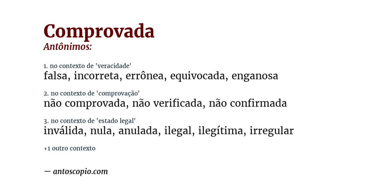 Antônimo de comprovada
