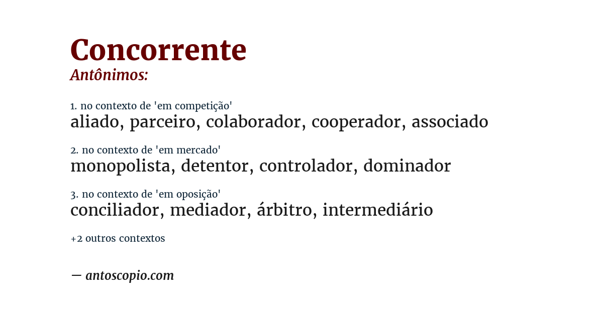 Antônimo de concorrente