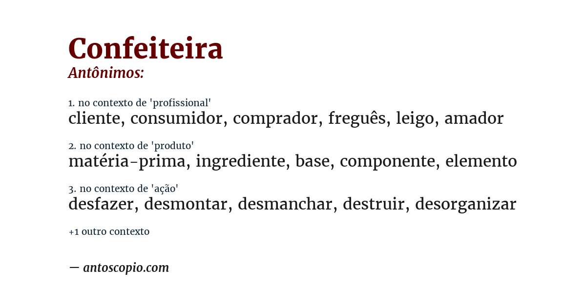 Antônimo de confeiteira