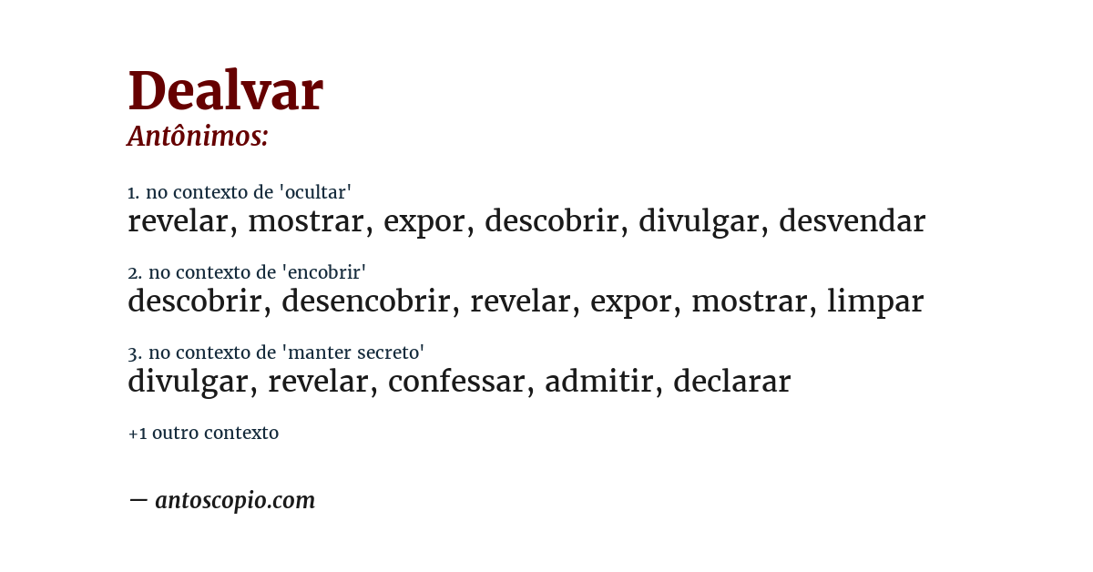 Antônimo de dealvar