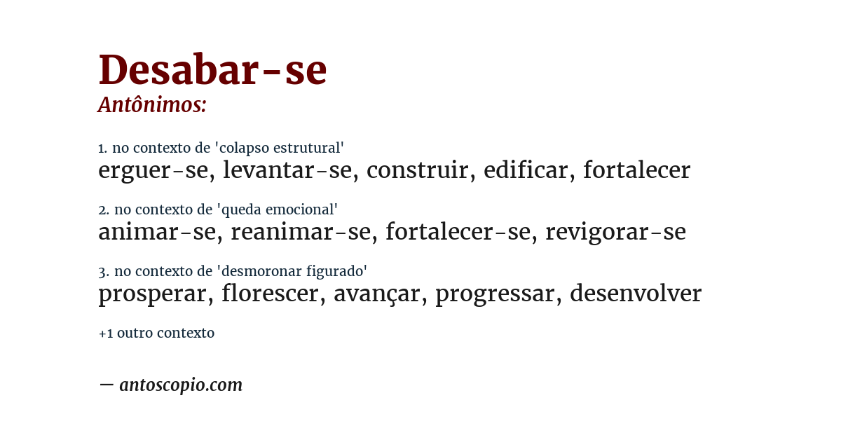Antônimo de desabar-se