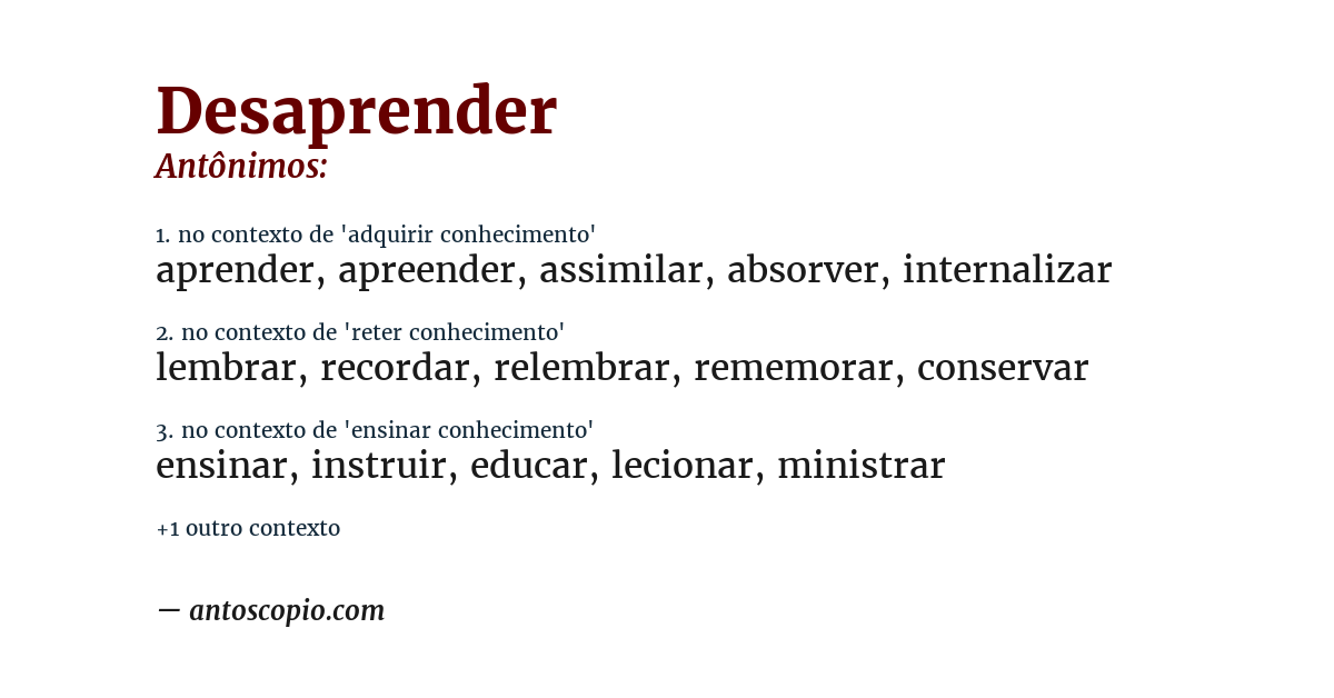 Antônimo de desaprender