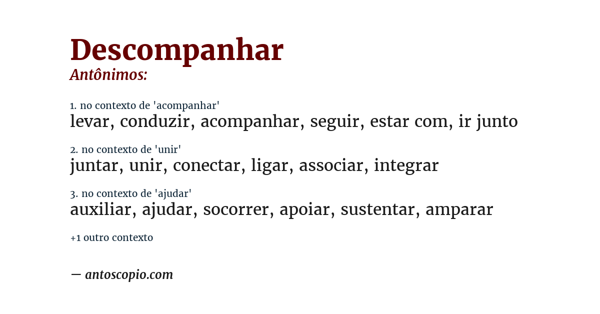 Antônimo de descompanhar