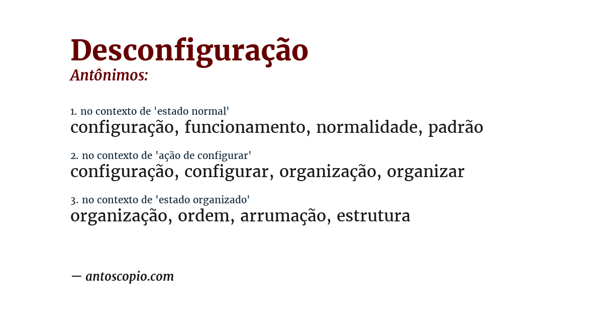 Antônimo de desconfiguração