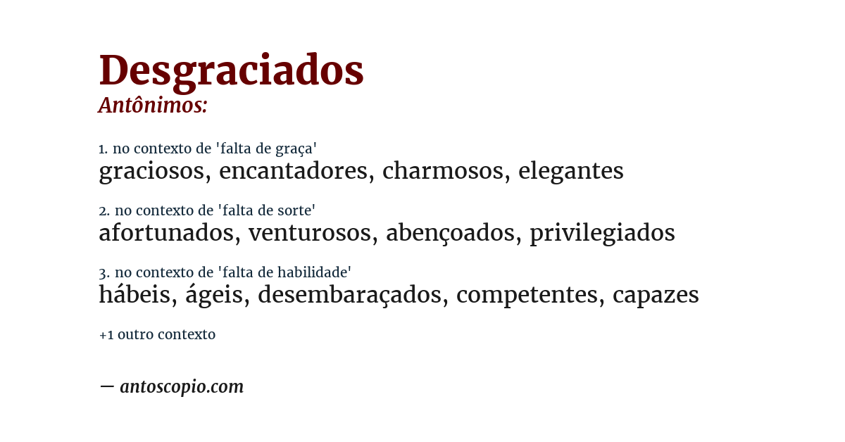 Antônimo de desgraciados