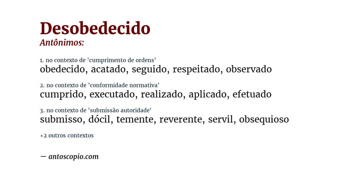 Antônimo de desobedecido