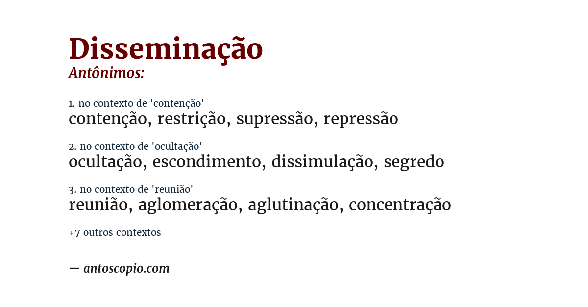 Antônimo de disseminação