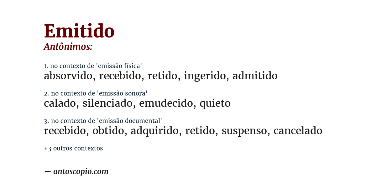 Antônimo de emitido