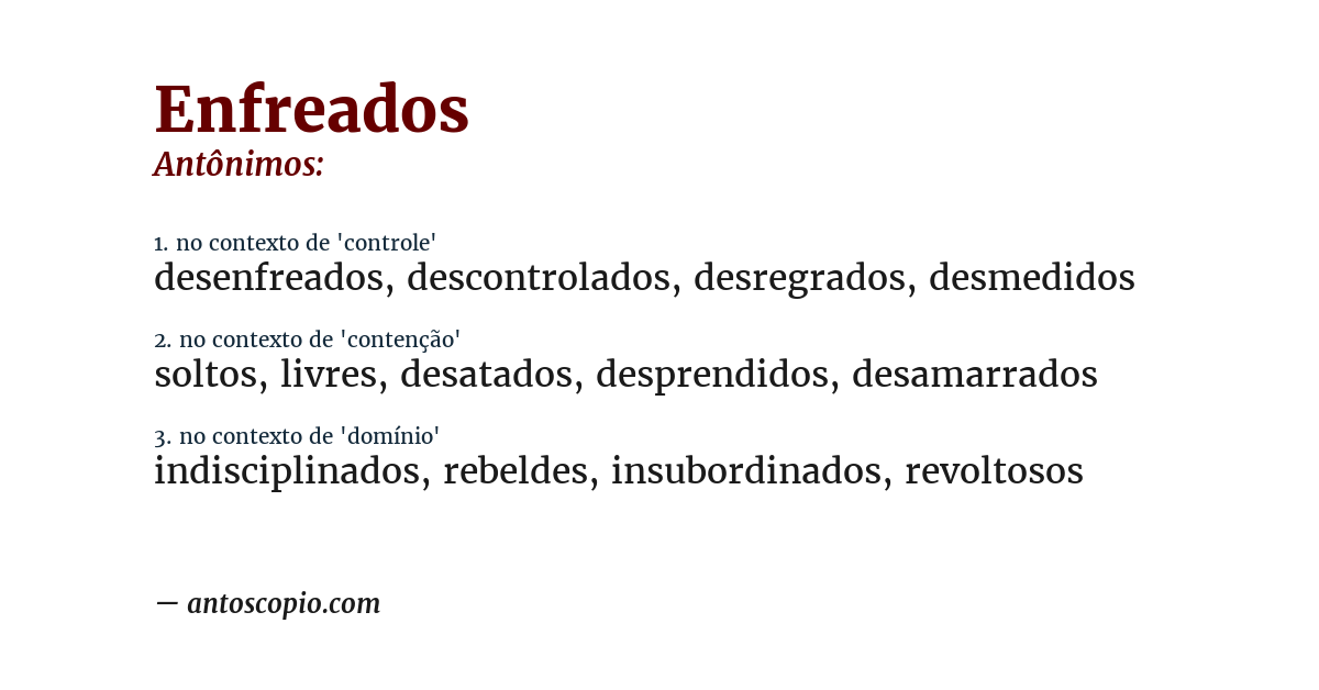 Antônimo de enfreados