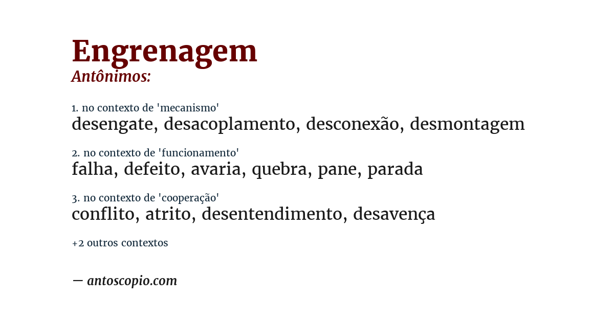 Antônimo de engrenagem