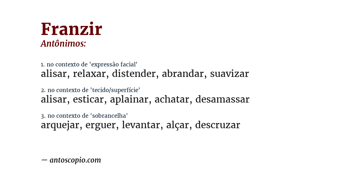 Antônimo de franzir