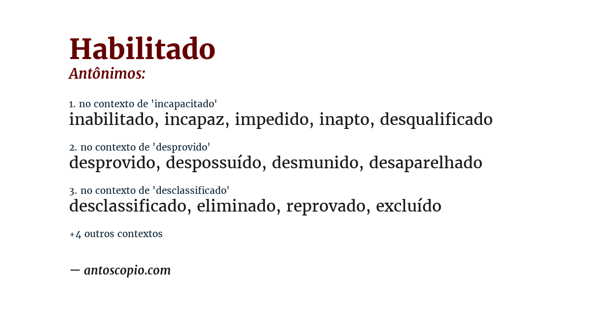 Antônimo de habilitado