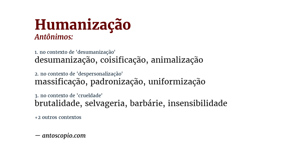 Antônimo de humanização