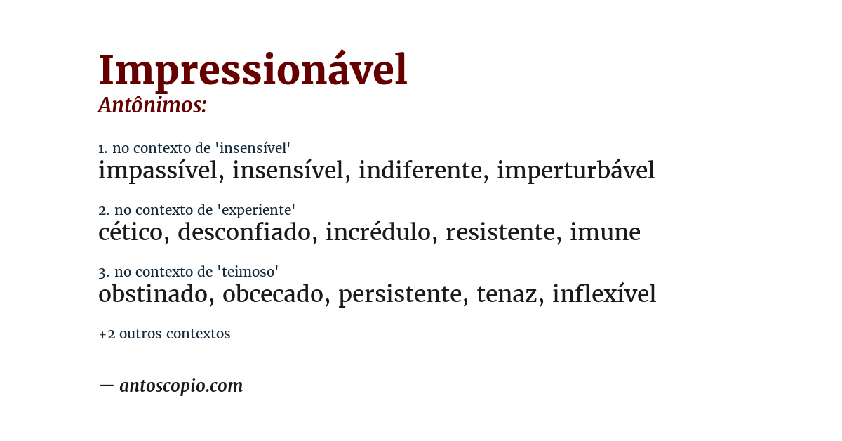 Antônimo de impressionável