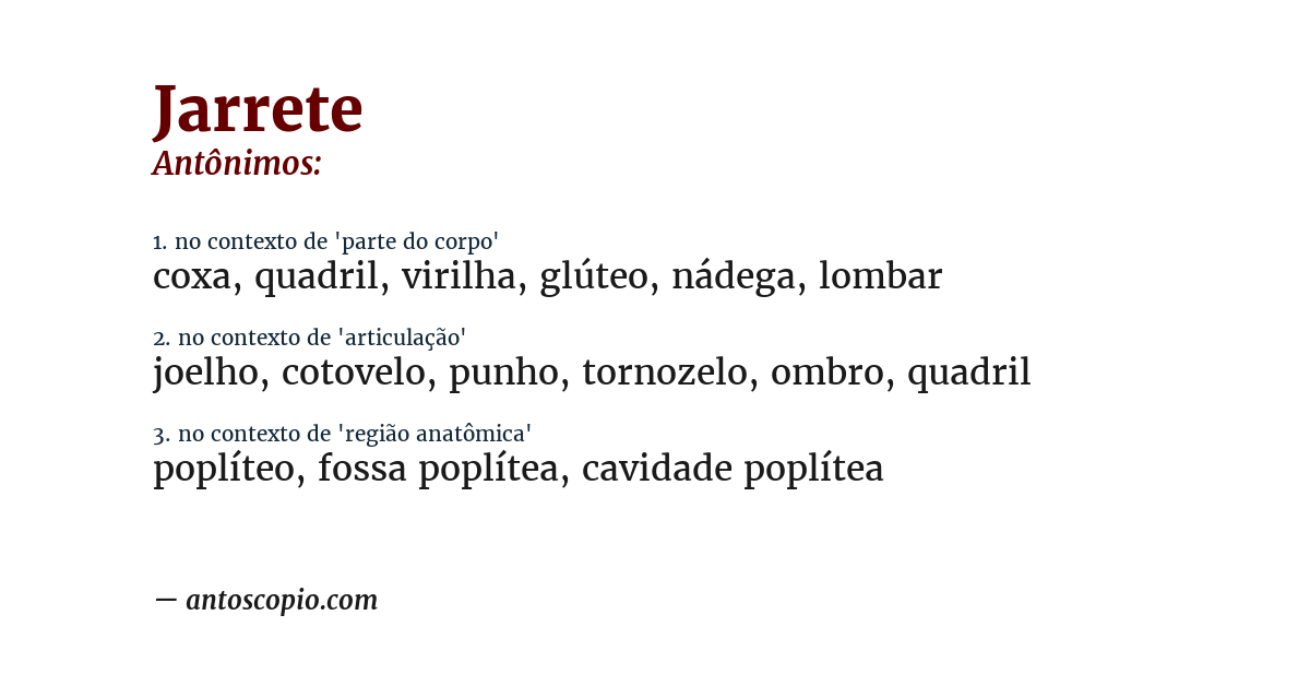 Antônimo de jarrete