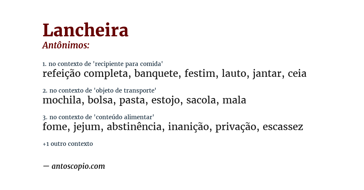 Antônimo de lancheira