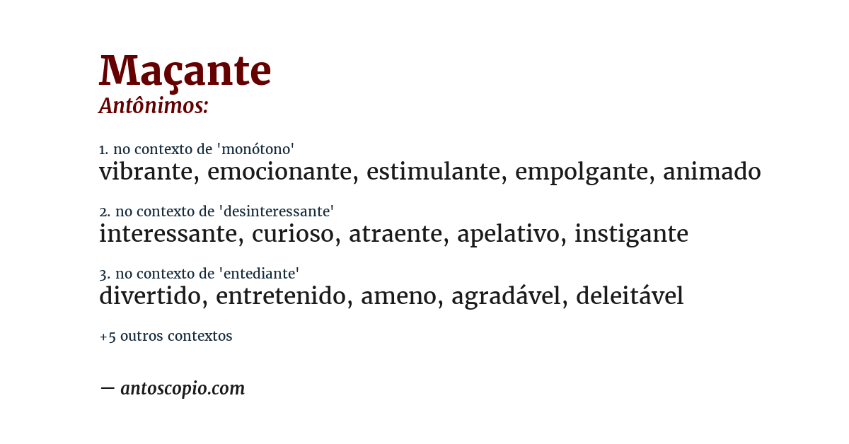 Antônimo de maçante