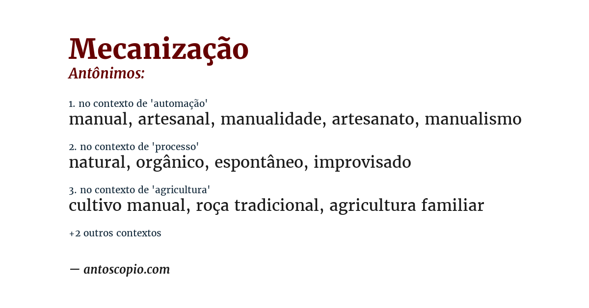 Antônimo de mecanização
