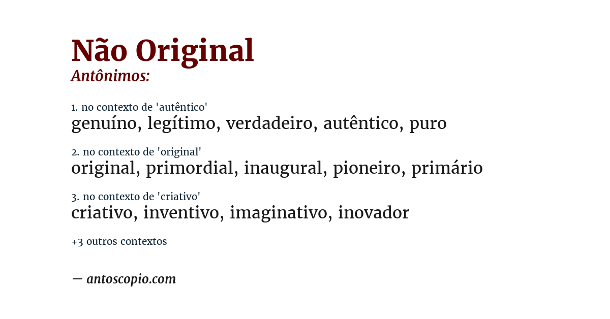 Antônimo de não original