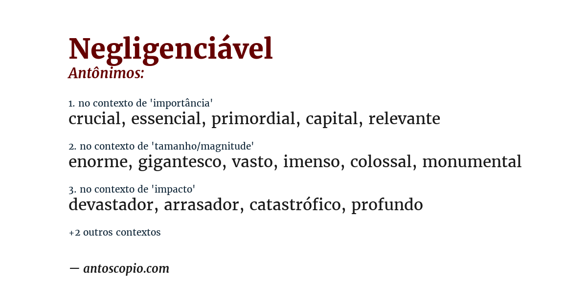 Antônimo de negligenciável