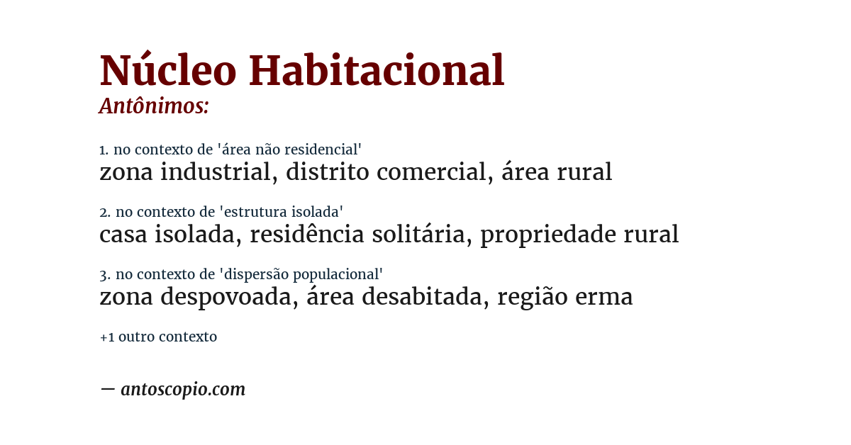 Antônimo de núcleo habitacional