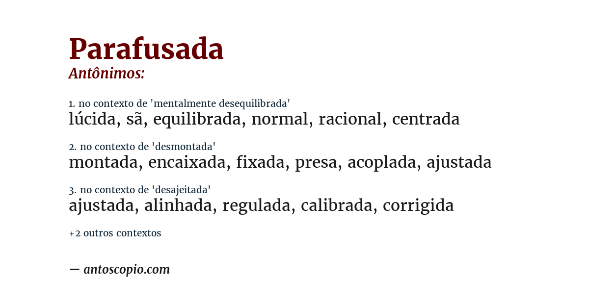 Antônimo de parafusada