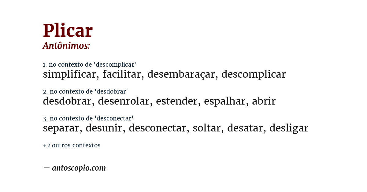 Antônimo de plicar