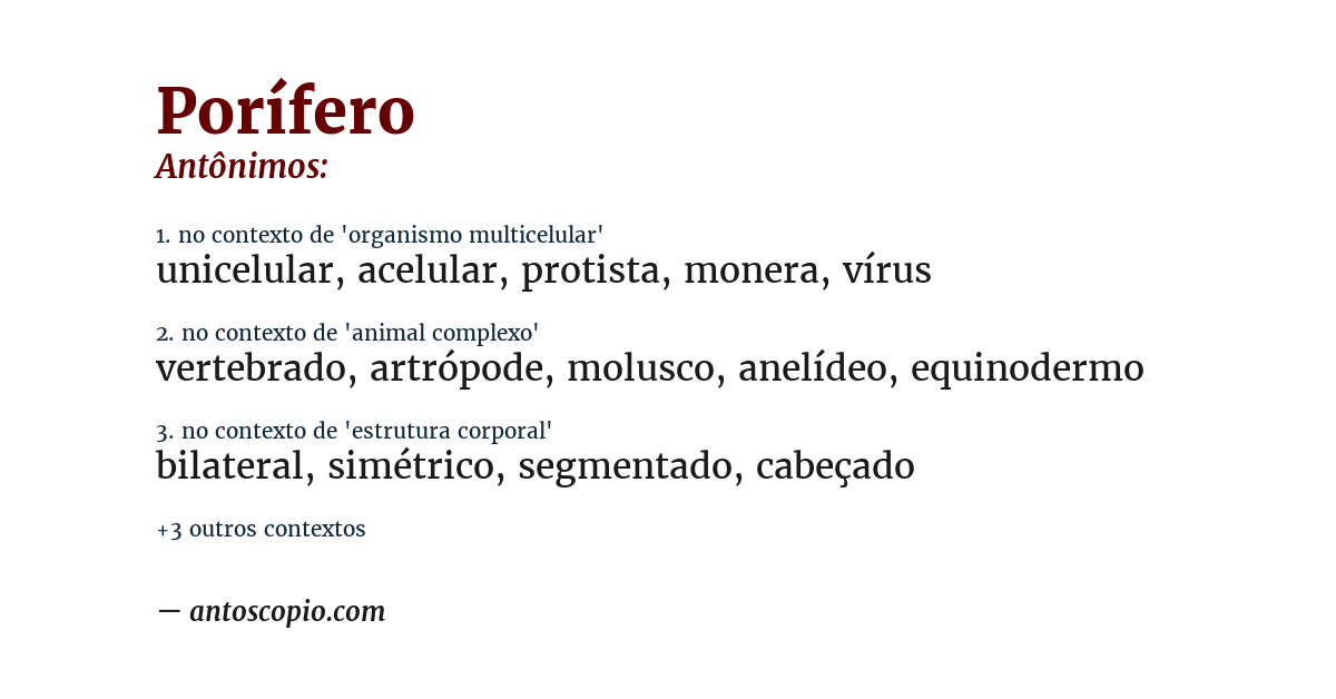 Antônimo de porífero