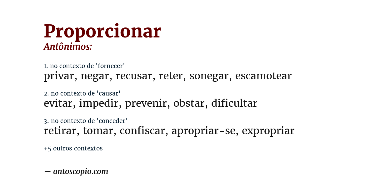 Antônimo de proporcionar