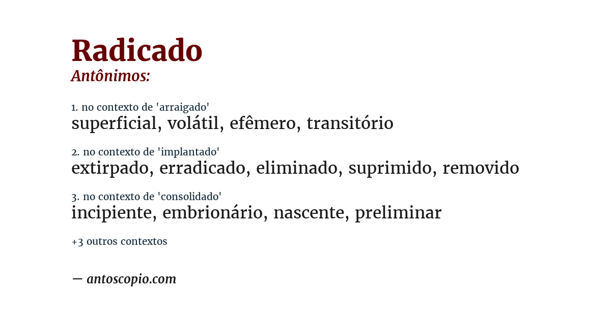 Antônimo de radicado