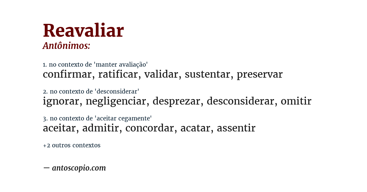 Antônimo de reavaliar