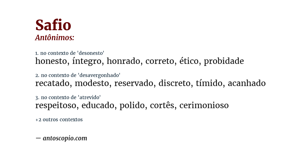 Antônimo de safio
