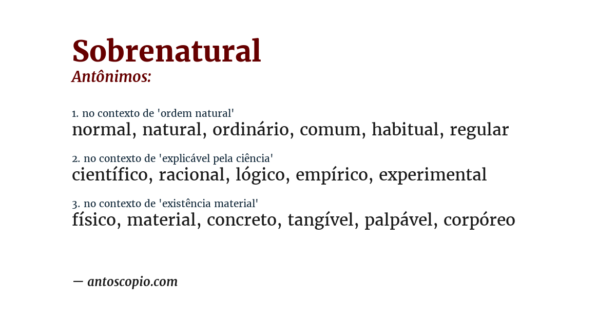 Antônimo de sobrenatural