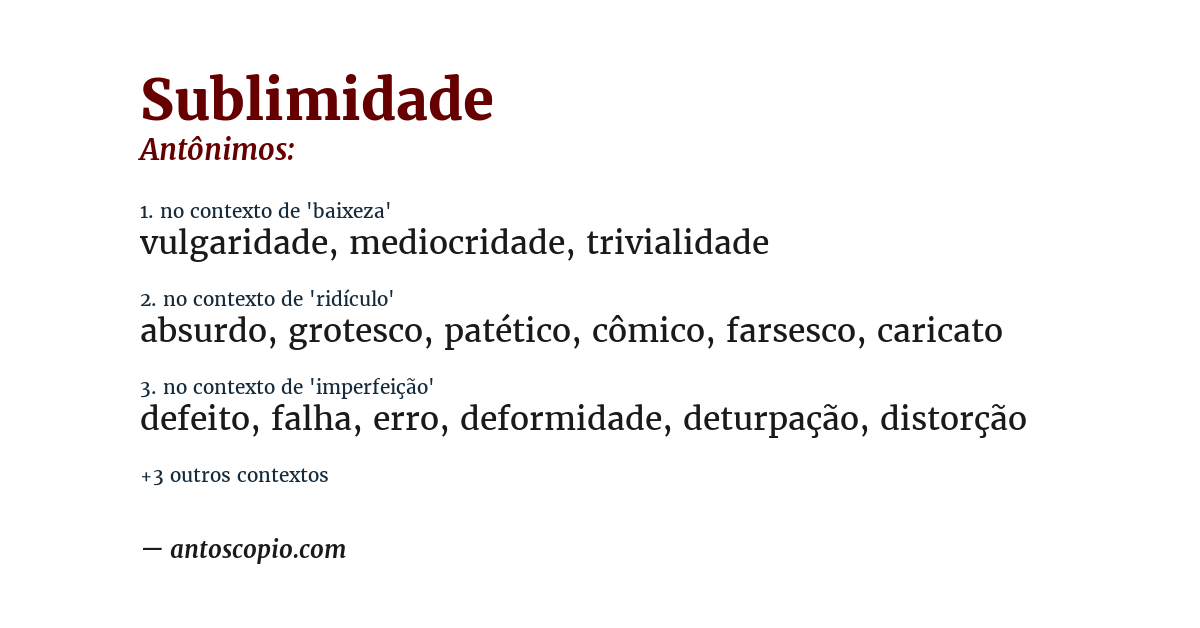 Antônimo de sublimidade