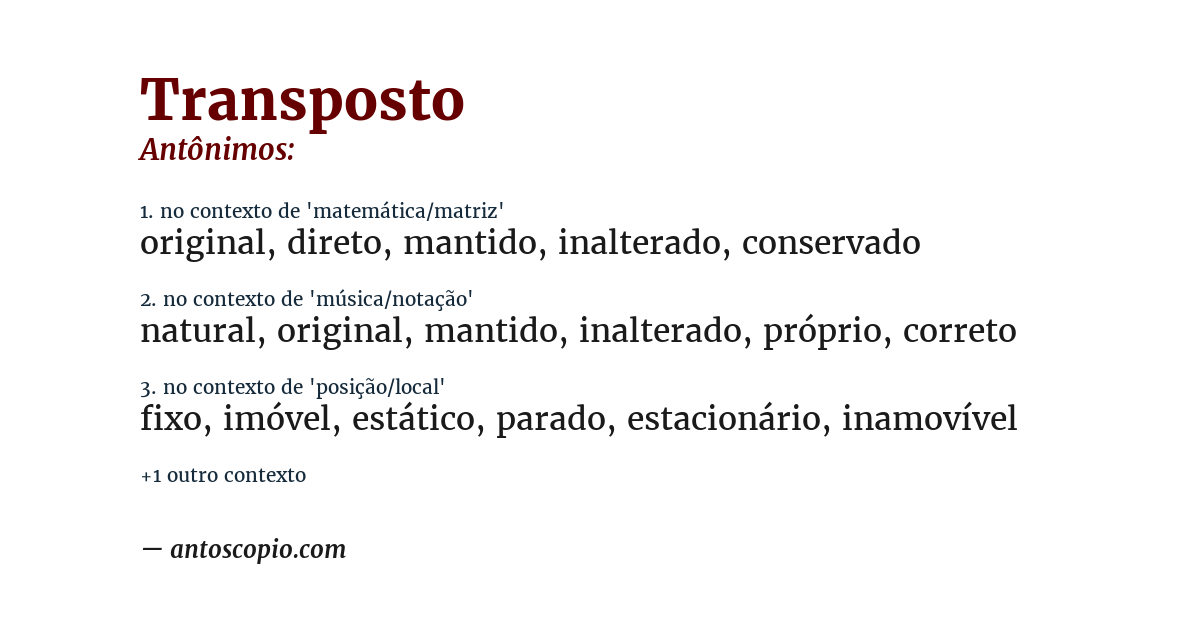 Antônimo de transposto
