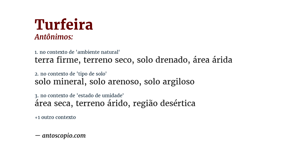 Antônimo de turfeira