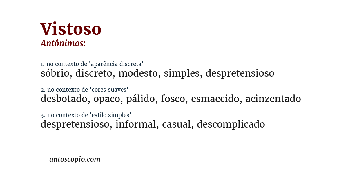 Antônimo de vistoso