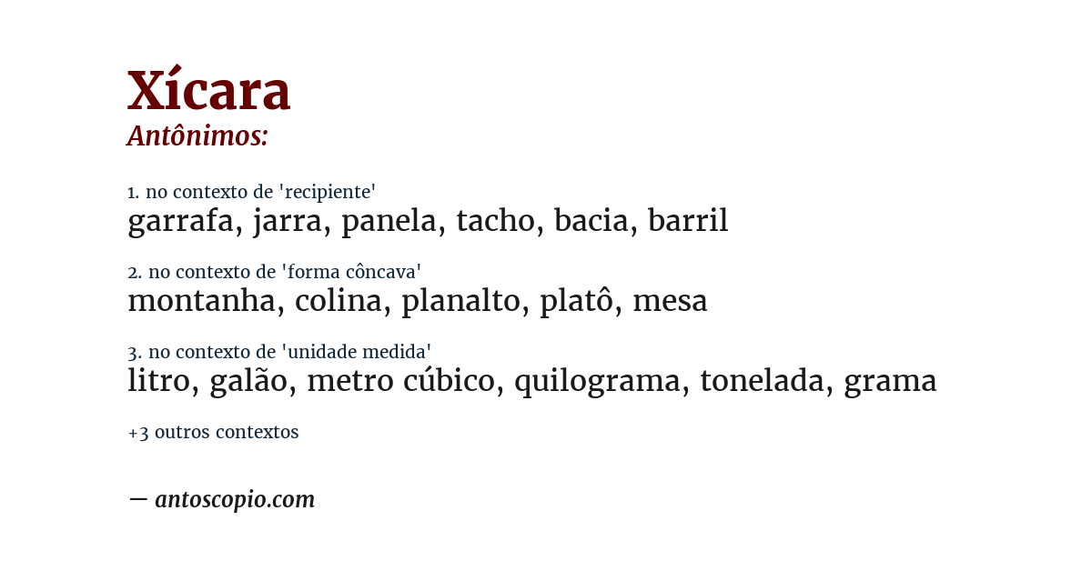 Antônimo de xícara
