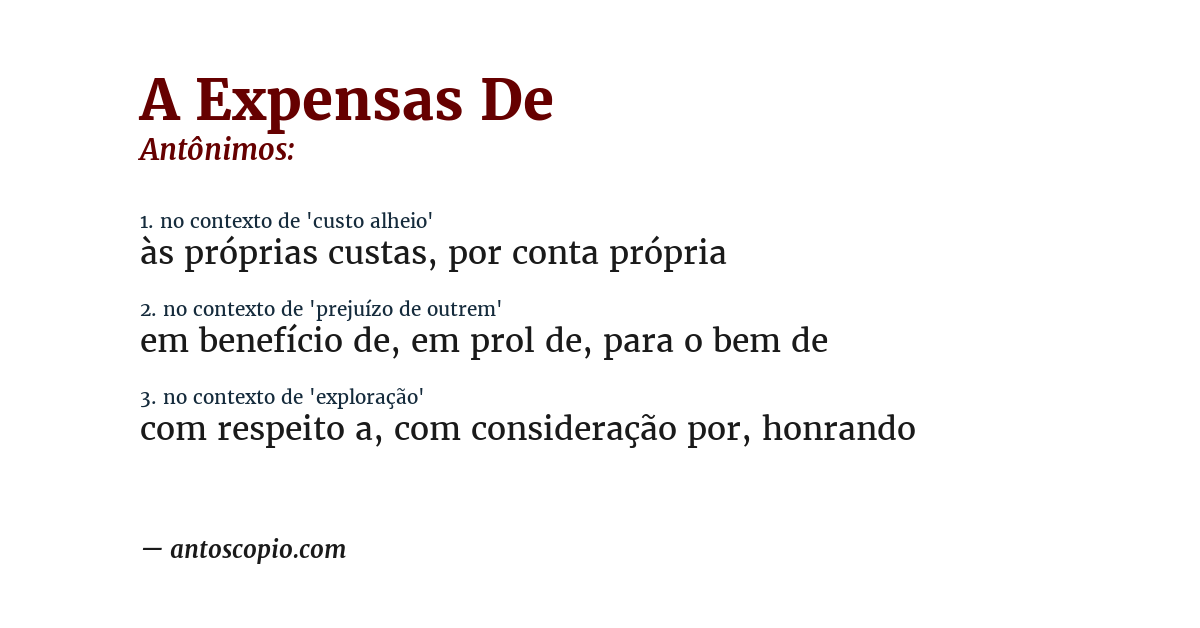 Antônimo de a expensas de